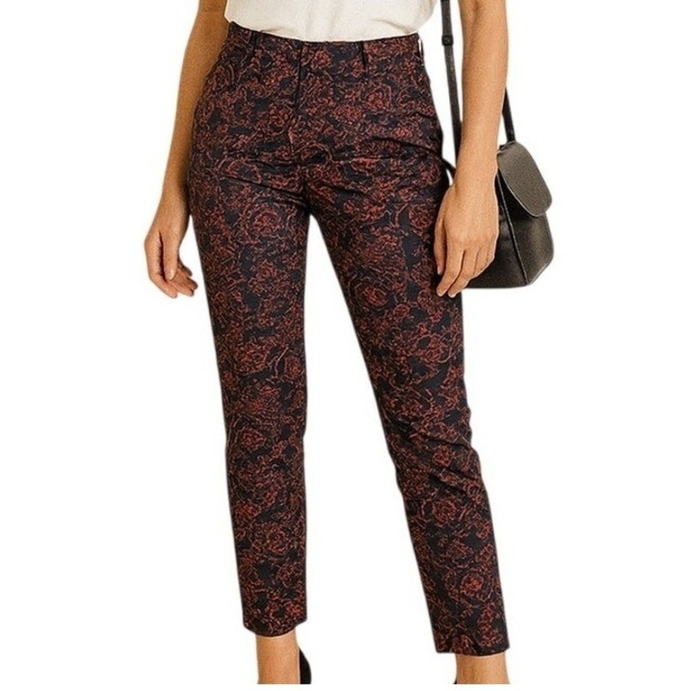 LOFT Julie Navy & Red Floral‎ Ankle Pants Size 4